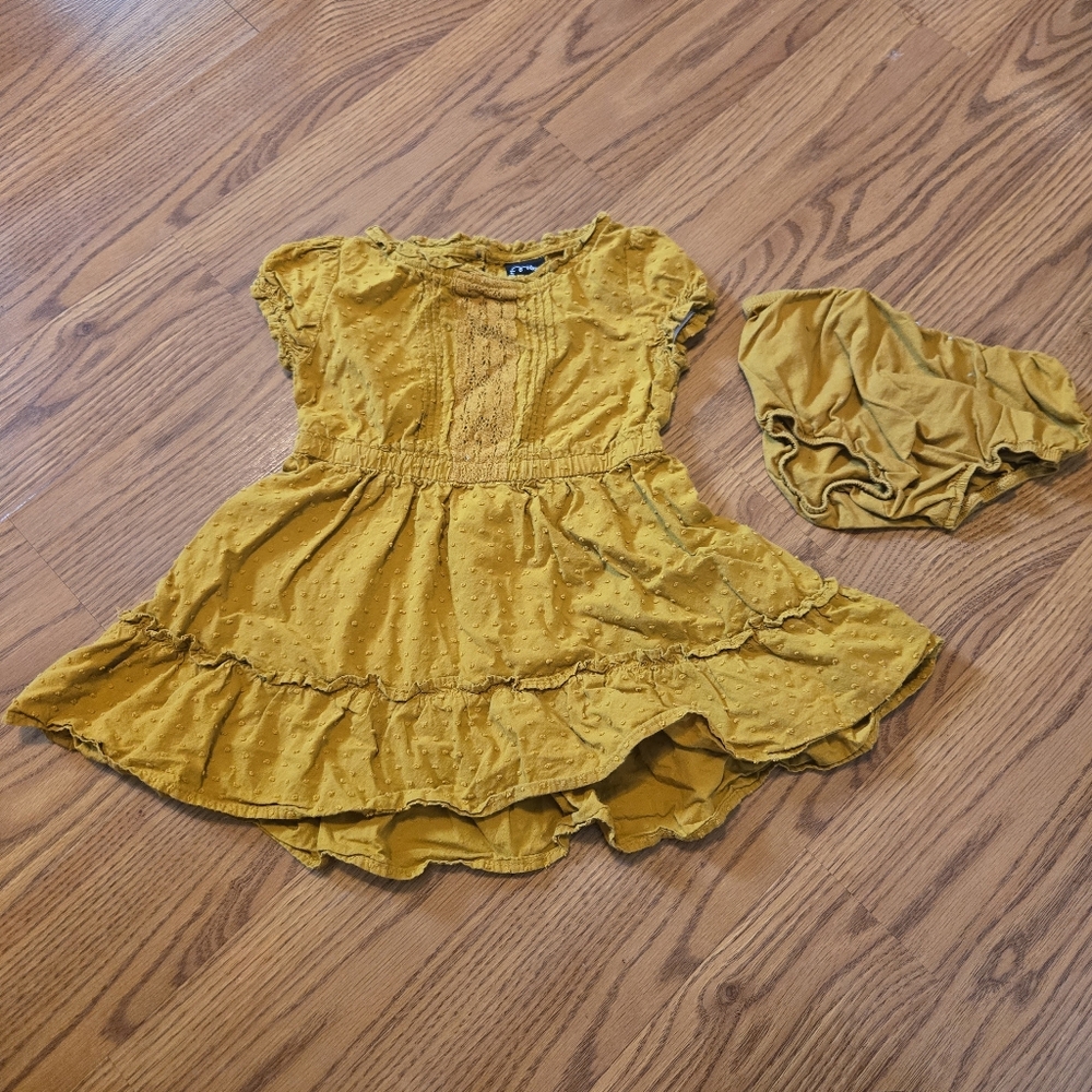 Art Class Target Swiss Dot Dress & Bloomers Golden Yellow Casual Baby Cotton 18M